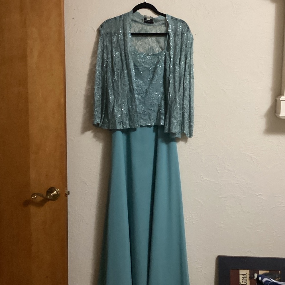 Sparkling Mint Green Gown with Sequin Jacket